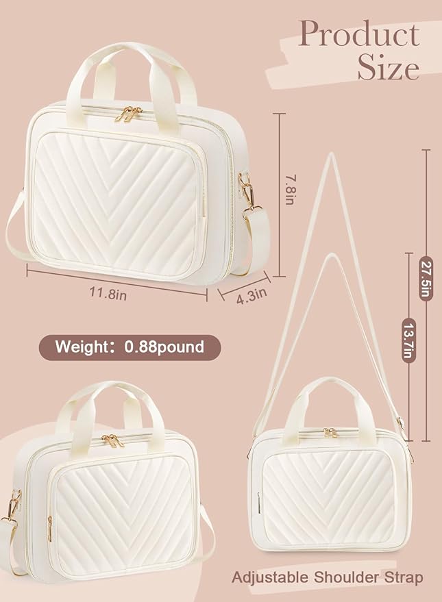 Bible Cover Case for Women, Large Bible Bag with Study Supplies & Shoulder Strap, White Travel Bible Case for Girls, Book Carrying Case with Tabs Ideal Christian Gifts for Women Friends
