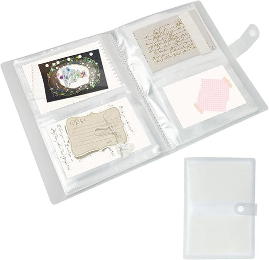 Nirvany 4x6 Index Organizer Book, Clear Flash Card Holder with 50 Plastic Sleeves, Binder Folder for Notes, Recipes & Study Supplies, Stores Up to 200 Pieces