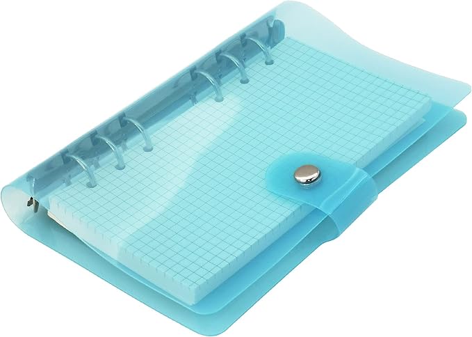 A6 A5 6-Holes Colorful PVC Cover Personal Organizer with Snap Button Closure File Folder for Loose Leaf Sheet Notebook (Blue Radiance, A6 mini Set)