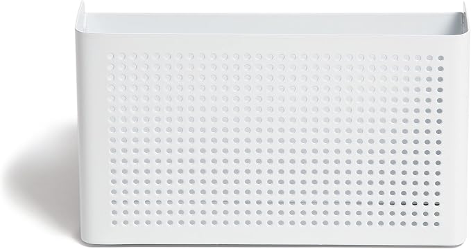 U Brands Modern Perforated Storage Cup Desk Organizer, Office Supplies, White, Metal, 1 Count