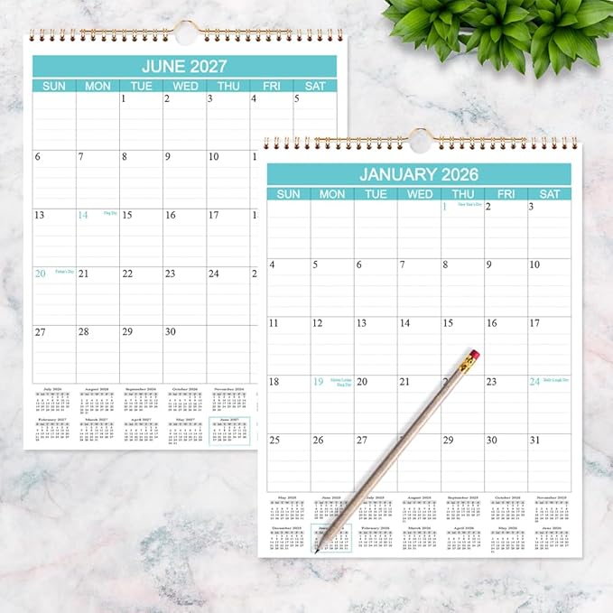 Calendar 2026-2027 - Wall Calendar Runs from Jan 2026 to Jun 2027-18 Monthly Calendar with Thick Paper for Planning and Organizing for Home or Office, Calender Planner, 8.5 x 11 In 2026 27 Calendars