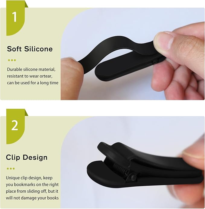 SMUK 3 Pieces Automatic Silicone Bookmarks, Page Holder Clip Bookmarks for Reading Women Men Book Lovers, Book Page Keeper Book Markers Reading Accessories Gifts