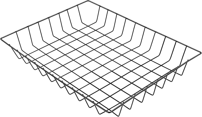 Wire File Basket for Desk Accessories – Extra Large Tapered Open Frame Organizer for A4, Letter Size, Magazines & Folders – Glossy Black Iron Desktop Tray for Office,School & Home