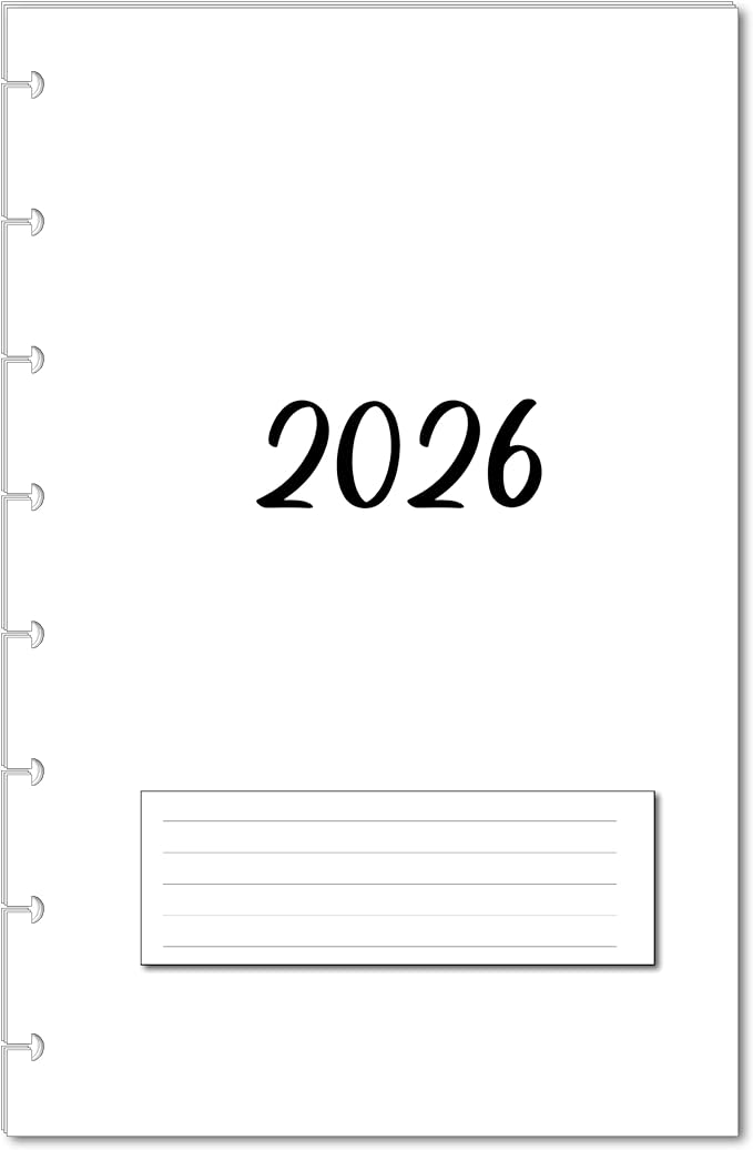 2026 Monthly Planner Calendar Refills for 7,8,9,11 Disc Mini, Classic, Skinny, Junior, Big size Discbound, Happy Planners, Loose-Leaf Inserts, 12 Month (8 Disc Junior, Minimalist)