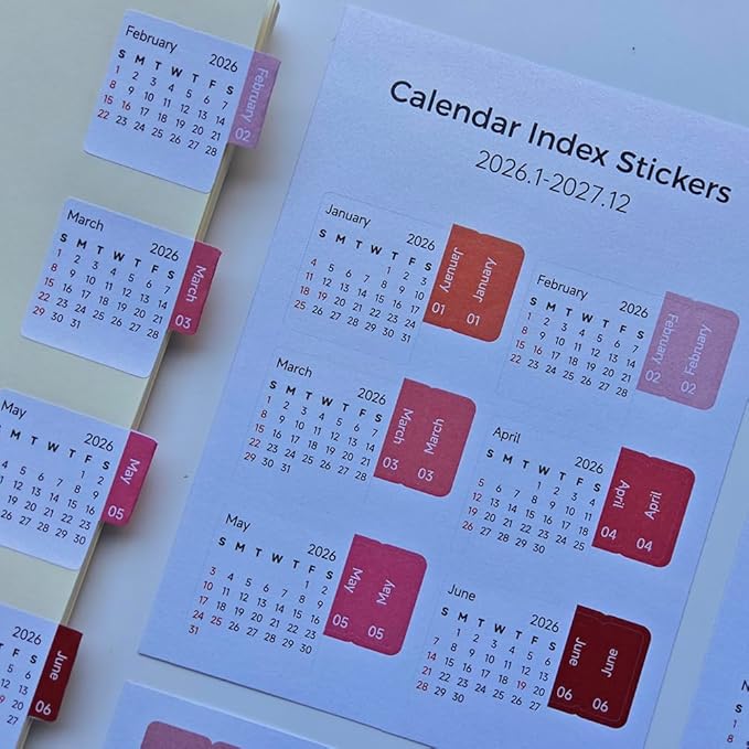 Calendar Stickers Planner Monthly Stickers Self Adhesive Index Tabs for Daily Planners & Journals, Work, School, or Home Management (Blossom)