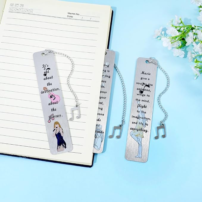 TTPD Inspired Book Girl Bookmark, Showgirl Keyhole Design, Acrylic Page Marker, Key Lock Shape, 3 Pack, Reading Gift for Book Lovers (3pcs Metal Bookmarks)