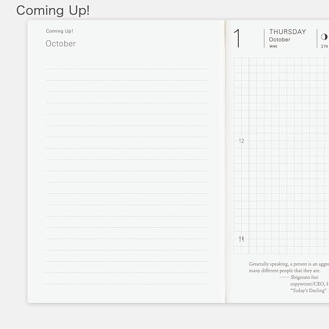 Hobonichi Techo 2026 Planner Book – A6, English, Daily, January start, Monday start