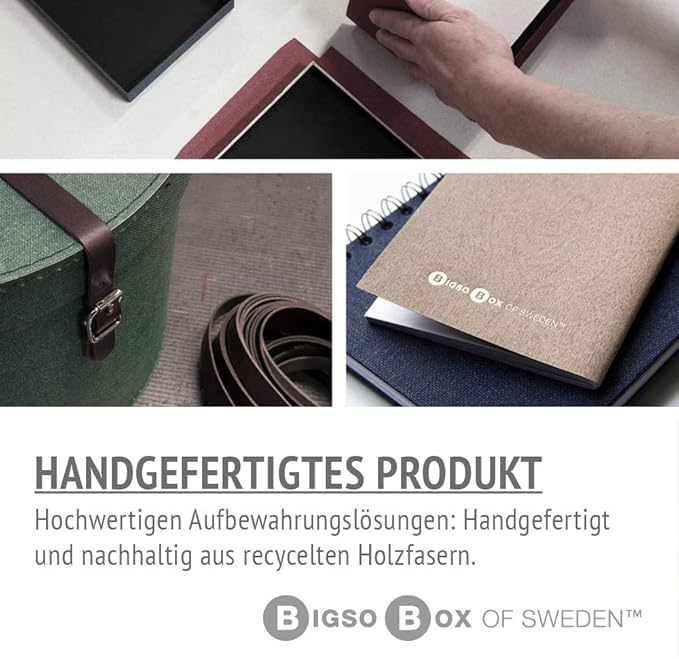 Bigso Box of Sweden Desk Storage Organiser for Stationery - Pen Holder with 4 Compartments for Various Office Items - Fibreboard and Paper Stationery Storage - Dark Grey