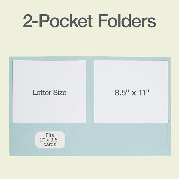 Oxford 2 Pocket Folders, 25 Pack, Assorted Calming Colors, Made in the USA, Fits 100 Letter Size (8.5" x 11") Sheets, Durable Paper Folders for School, Home, and Office