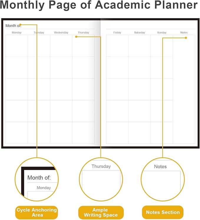 Academic Planner for 2026-2027 or Anytime – 8.5" x 11" Undated Weekly Student Planner For Homeschool, High School, College & Nursing Students, 200 Pages, Black