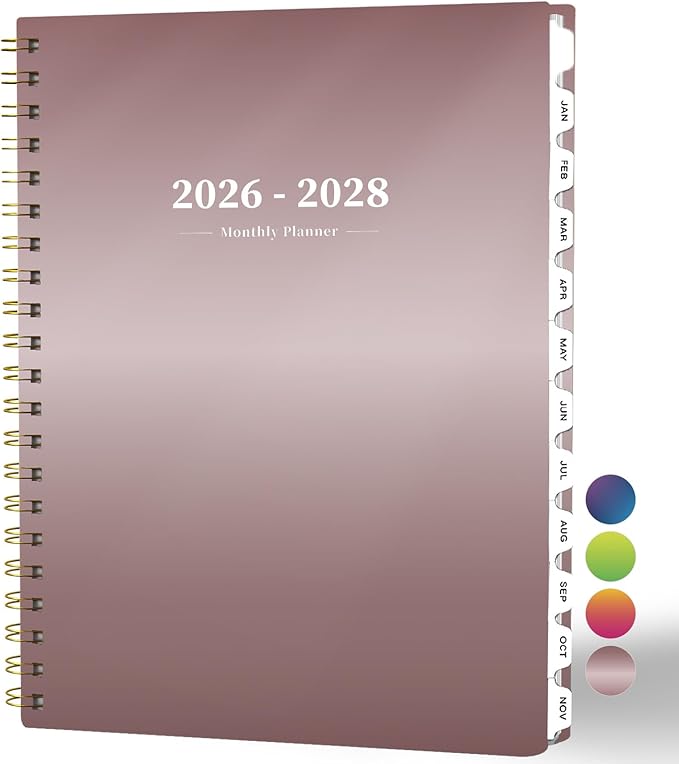 2026-2028 Monthly Planner - 2 Year Monthly Planner Calendar 2026-2028, Jul 2026 - Jun 2028, 8.5" x 11", 24 Months, Spiral-Bound, Tabs, Holidays, Notes, Ideal for School Office Home Planning