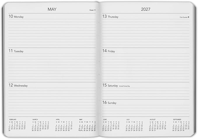 Harbor Desk Weekly Monthly Planner 2027 - Calendar Planner and Notebook, Durable Faux Leather, 192 Pages, Softcover & Book Bound - Cambridge Flamingo - 8x5.5"