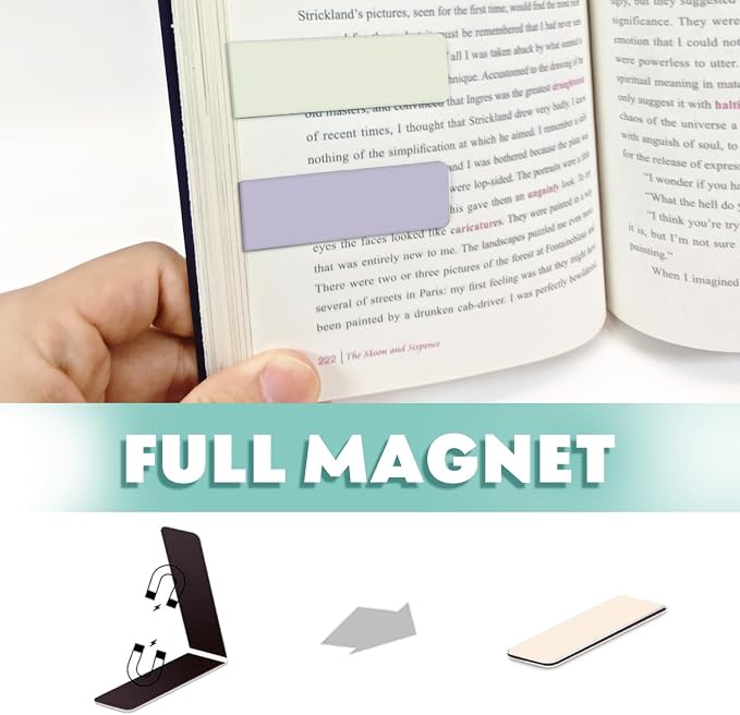 15 Pieces Bookmark, Magnetic Bookmarks for Women, Men, Book Lovers, Bookmarks Bulk for Students Teachers Reading, Morandi Color Bookmark