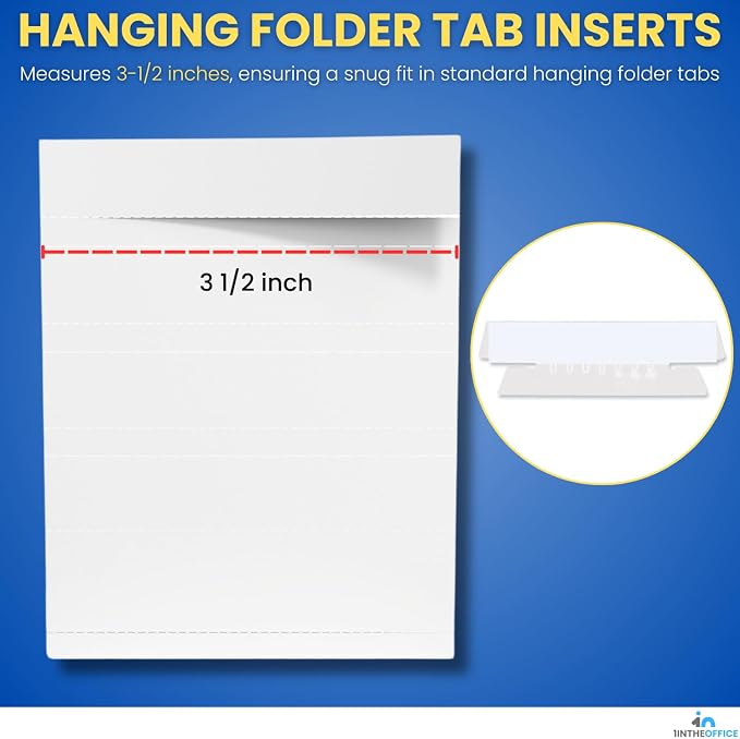 1InTheOffice Hanging Folder Tab Inserts, 3-1/2", 100/Pack (3")