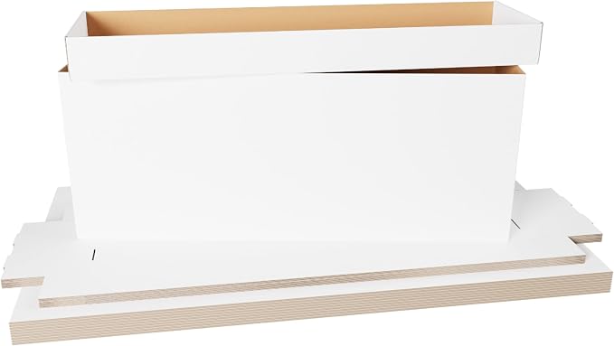 Max Protection 3ct Long Comic Book Storage Box - Durable White Corrugated Cardboard, 200 lb. Test Strength, Easy Assembly, Home & Kitchen Storage Solution, Fits 7 5/8" x 10 7/8" Comics, Made in USA