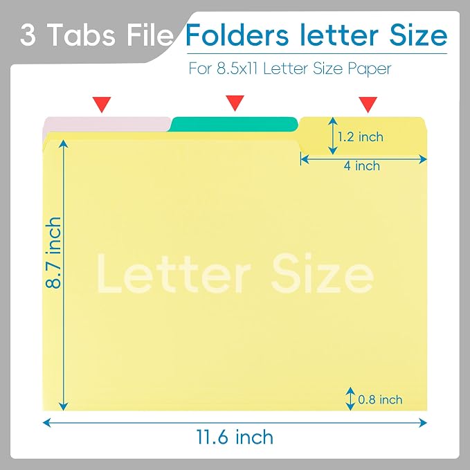 36 Packs Colored File Folders,1/3 Cut Tabs File Folder,Lemon Yellow File Folder,Manila File Folders,Two-Tone File Folders for Office School Business