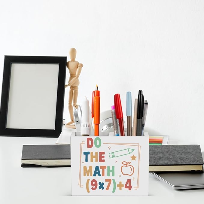 Funny 67 Math Teacher Pencil Holder Decor Teacher Appreciation Gifts for Office Mathematician Math Lover Gifts math Theme Wooden Organizer Vase for Office Home Desk Table Bookshelf