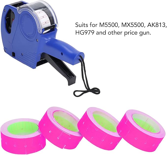 Pricing Labels, 30 Rolls 15000 Price Gun Labels for Mx-5500 M5500 White Price Marker Stickers Label Paper Tag Labels 21x12mm(Rose)