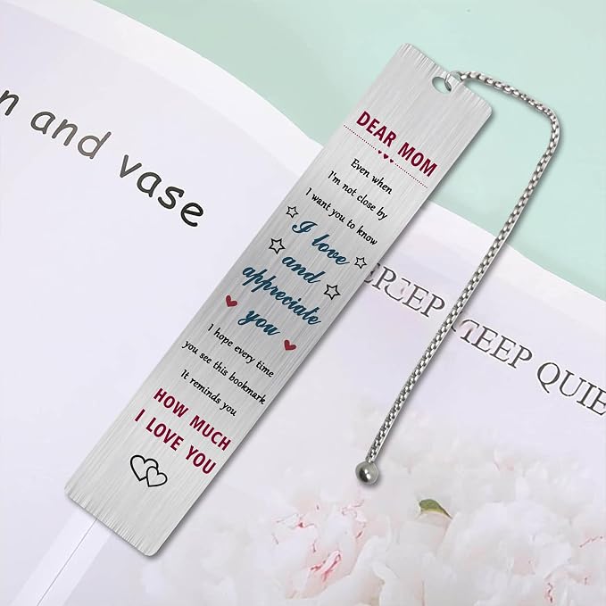 Jzxwan Bookmark Gifts for Mom, Happy Birthday Retirement Mom Bookmark, I Love My Mom Gifts from Daughter Son, Thank You Mother Present for Women