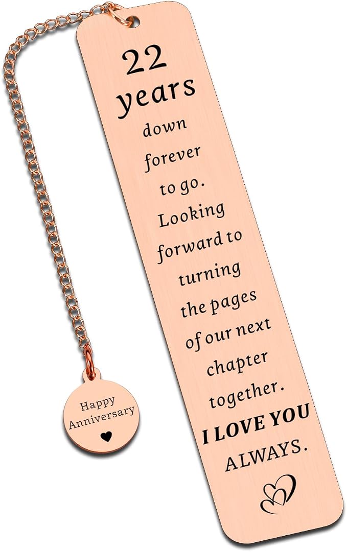 22 Year Anniversary Copper Gifts for Him Her Couples 22nd Wedding Anniversary, Gifts for Wife Husband Gift for 22nd Copper Anniversary Bookmark for Women Men