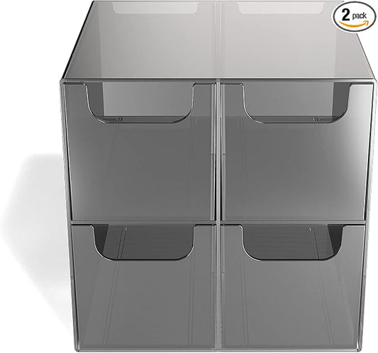 TRU RED Plastic Desktop Organizer, 4‑Compartment, Smoke, 2‑Pack – Desk Storage for Office Supplies & Accessories