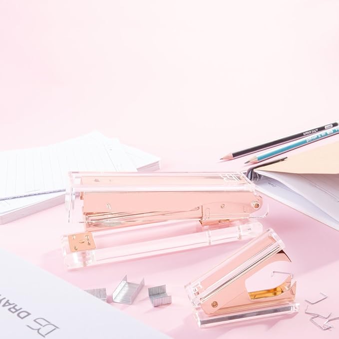 Crystal Golden Stapler and Staple Remover by DS DRAYMOND STORY - Business Gift Set