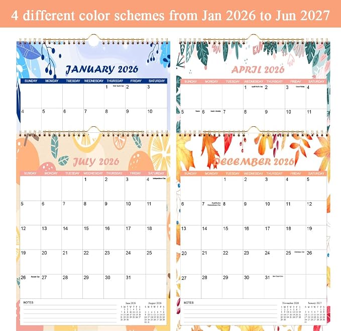 2026-2027 Calendar - Wall Calendar from Apr 2026 to June 2027, 15 Monthly Calendar with Seasonal Designs for Planning and Organizing for Home or Office, 11.5 x 14.5 In Calender 2026-2027 Monthly