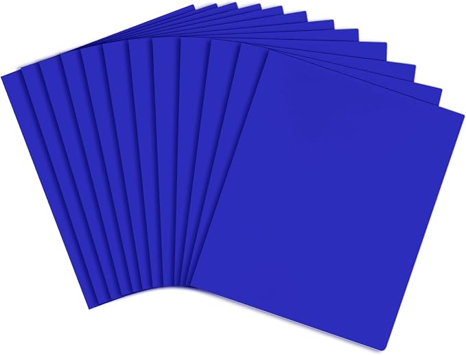 Feosky 10pcs Plastic Folders with Pockets, Heavy Duty Plastic Two Pocket Folder, File Pocket Folders for Office and School, Letter Size（Blue）