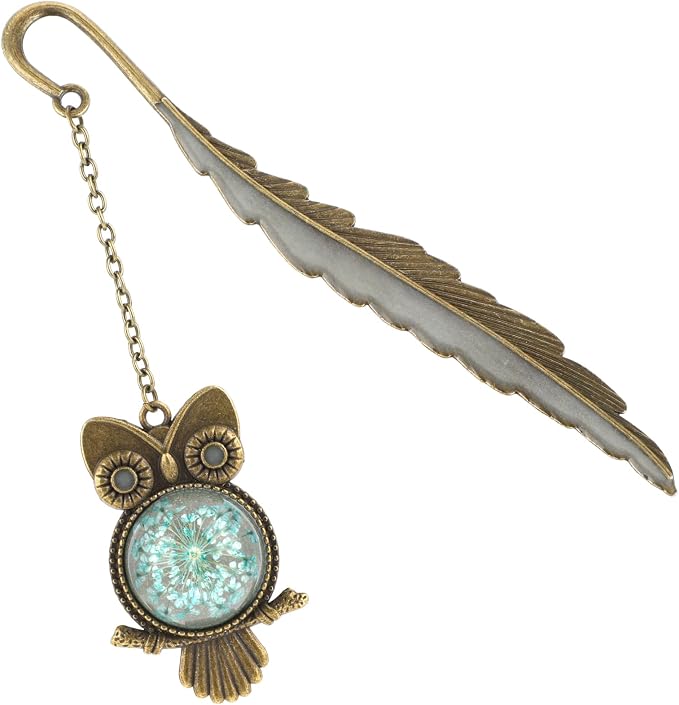 Jeffdad Fantasy Luminous Glow in The Dark Bookmark Gifts for Women Girls - Bronze Owl & Butterfly