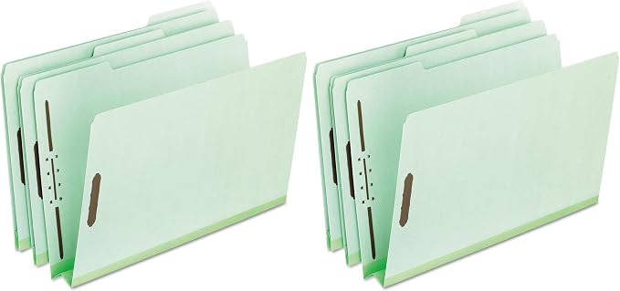 Pendaflex Pressboard Fastener Folders, Letter Size, Light Green, 2" Expansion, 1/3 Cut, 25/BX (17181) (Pack of 2)