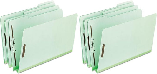 Pendaflex Pressboard Fastener Folders, Letter Size, Light Green, 2" Expansion, 1/3 Cut, 25/BX (17181) (Pack of 2)
