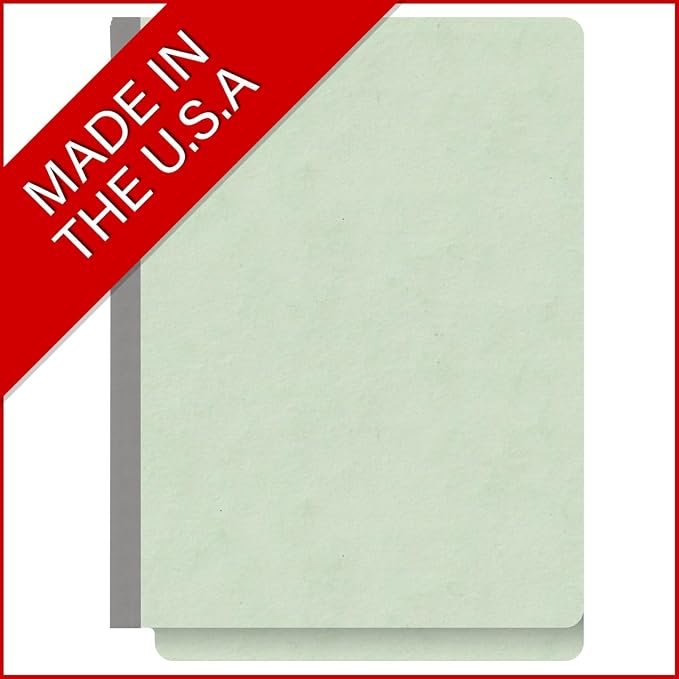 End Tab Pressboard Folders, Letter Size, 2" exp, Fasteners Pos #1 & #3, Pale Green (Box of 25)
