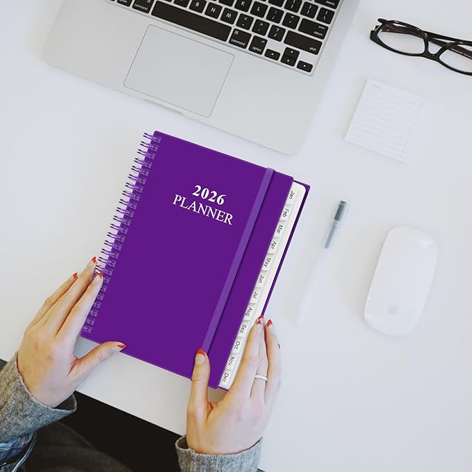 2026 Planner - Weekly & Monthly Planner from January 2026 - December 2026, Planner 2026 with Flexible Cover, Tabs, Inner Pocket, 6.4" x 8.5", Purple