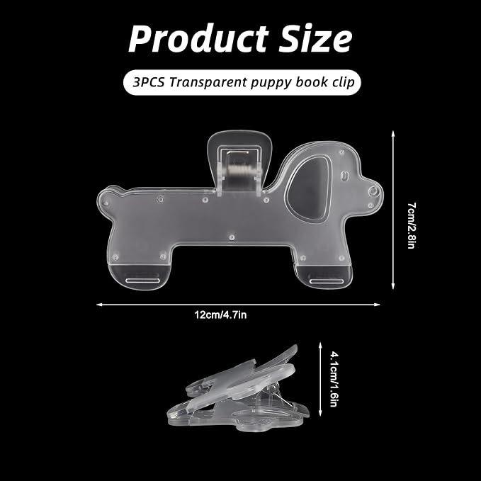 3 Pcs Book Clips,3 Colors Strong Page Holders for Reading,Portable Book Openers,Practical Book Page Markers for Teachers,Students,Office,and Home(Dog)