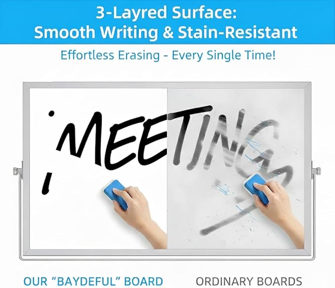 Magnetic Desktop Whiteboard with Calendar 12x16 Inch, Double Sided Tabletop Whiteboard with 10 Premium Markers (for Small Grids), 15-Pc Portable Monthly Planner for Office & School