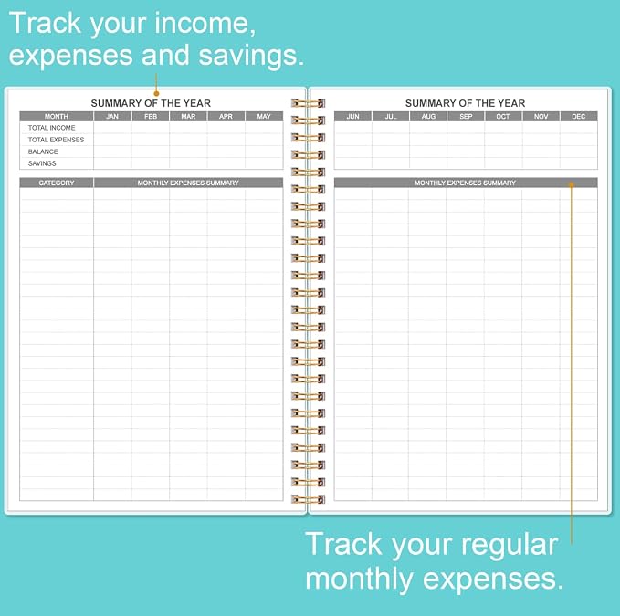 Bill Organizer - Monthly Bill Payment for Personal Budgeting Financial, Payments Checklist Organizer, 5.8" x 8.5", Teal Floral