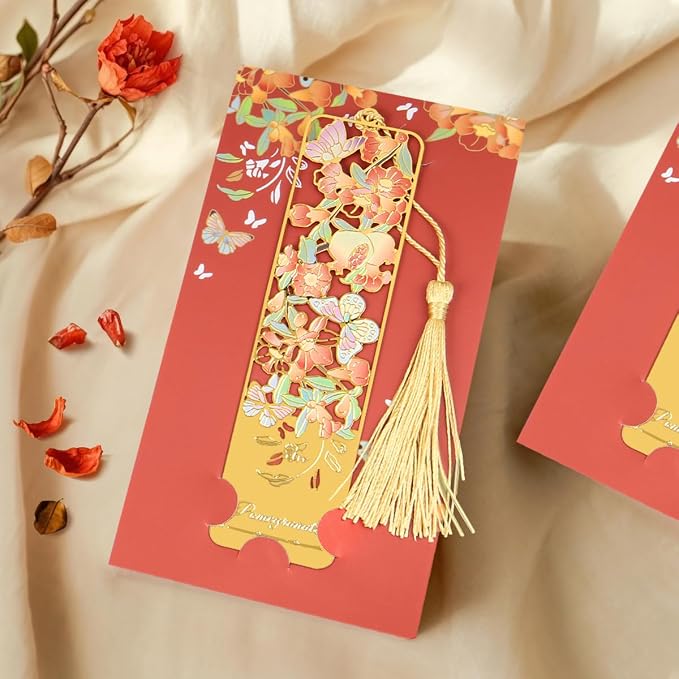 3pcs Metal Flower Bookmarks with Tassel, Hollow Butterfly Theme Book Marks for Reading Women, Cute Book Markers for Book Lovers Writers Readers Children Teens Women Teachers Students (Style A)