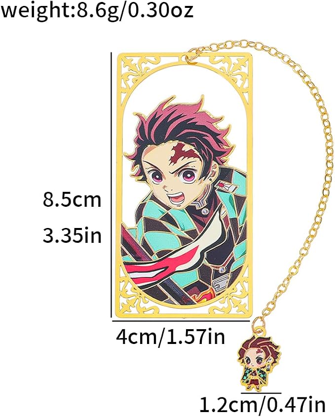 Demon Kamado Bookmark Page Mark, Anime Tanjiron Zenitsu Giyuu Kyoujurou Figure Reading Tool, Stationery Gifts for Reading Lovers Bookworm (Style B)