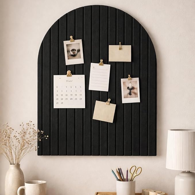 Orelle Fluted Arch Felt Bulletin Board (Black, 23 x 31)