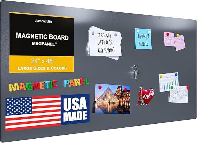 24"" x48 - Magnetic Board - Memo & Vision Board for Home, Office, and Classroom - Magnet Board for Kids - Command Strips Included