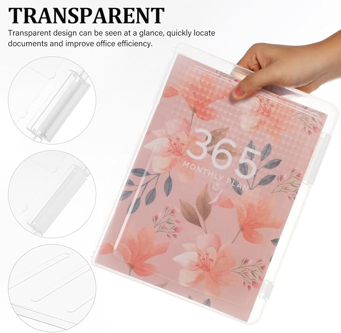 Veemoon 6 Pcs Document Holder A4 Clear File Storage Box, Transparent Plastic Organizer Lid, Office School Home Paperwork Desk Management