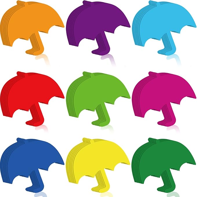 Geyee 108 Pcs Umbrella Cutouts 6 Inch Paper Spring Bulletin Board Decorations Classroom Cut Outs Umbrellas Shaped Die Cuts for DIY Projects Craft Office School Party Decor