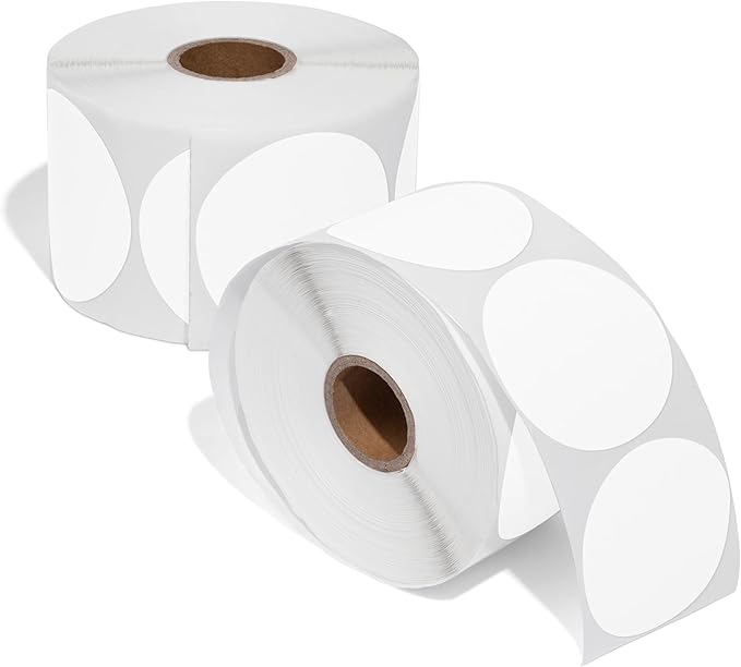 Spartan Industrial - 2" Circle Direct Thermal Labels (1500 Count, 2 Rolls) - Round Thermal Stickers, 2 Inch Circle Labels for Logos, Packaging, Branding - Compatible with Zebra and Rollo Printers