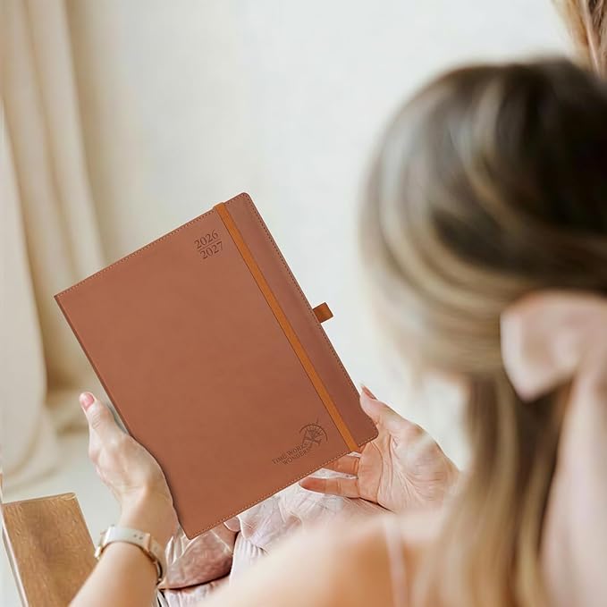 POPRUN Monthly Planner 2026-2027 (Large- 8.5" x 10.5" Soft Cover), 18-Month Calendar Book (Jul.2026-Dec.2027), Calendar Planner with Monthly Tabs & Pocket, 100 GSM Paper - Night Sky Blue