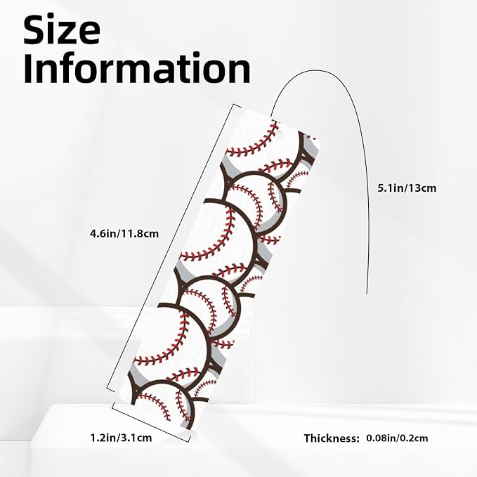 Baseball Ball 5pcs Wood Bookmarks with Tassel for Planner Reading Book Lovers Accessory Readers Men Women 4.6 X 1.2 Inch