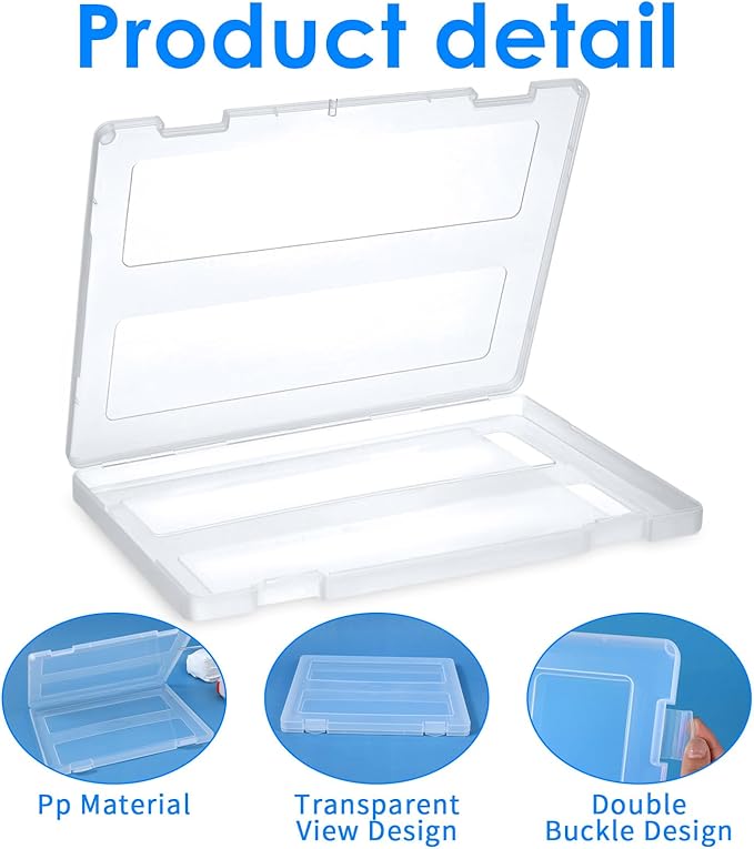 6 Pcs Clear A4 File Portable Project Case, Plastic Storage Box for 8.5" x 11" Letter Paper, Scrapbook Paper Storage Boxes Documents Magazines Holder, File Boxes