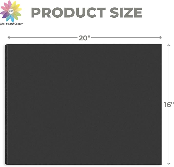 Mat Board Center, Pack of 5, 16x20 Foam Boards Acid Free Black Foam Core Boards for Mounting, Crafts, Display, Presentation and Projects, 3/16" Thick