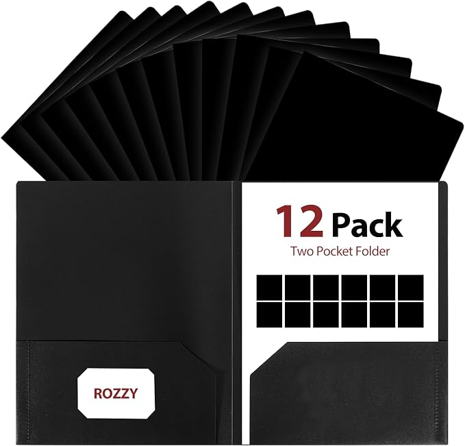 Plastic Folders with Pockets, 2 Pocket Folders for Letter Size 8.5 x 11 Paper, Colored School Folders with Business Card Slot, Back to School Supplies for Students, Office