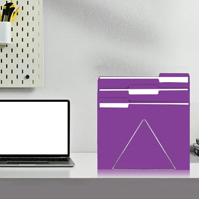 File Folder, RAZCC 150 Pack 1/3 Cut Tab File Folders Letter Size, Purple, Folders, Folders with Tab, Great for Organizing and Easy File Storage