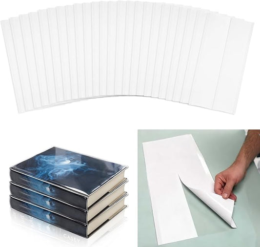 20 Pcs Fold-On Archival Book Jacket Center-Slit Books Dust Jacket Covers Clear Archival Book Cover Protector for Librarian Collector (12" H X 26" L)